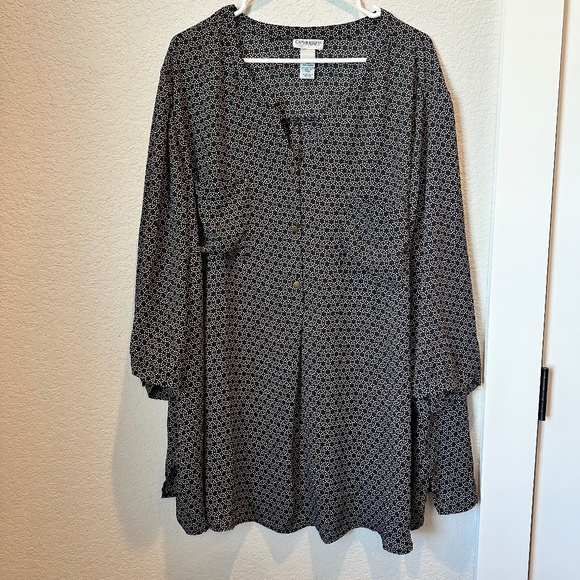Catherines Chocolate Brown Dot Lightweight Popover Blouse - Size 4X - EUC - Picture 1 of 7